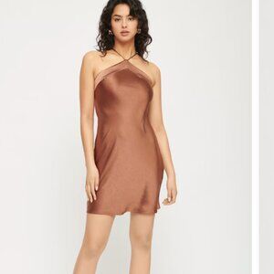 Dynamite Halter Satin Dress w/ Draped Back